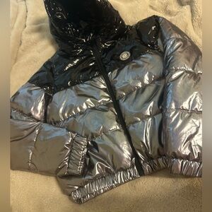 DKNY Sport Black and Silver Puffer Jacket Women's MEDIUM